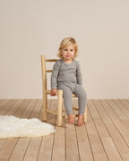 Waffle Top + Pant Set, Dusty Blue